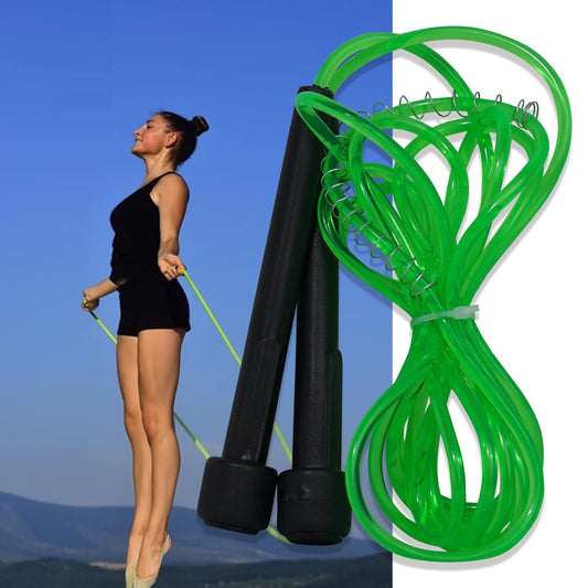 Premium Sports Speed Skipping Rope, Jump Rope with Pvc Handle, Multicolor Pvc Pencil Skipping Rope for Men, Women, Boys & Girls (Green)