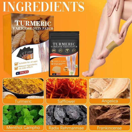 Turmeric Varicose Veins Treatment for Legs Patch, Naturally Relieves Varicose Veins in Legs and Spiders