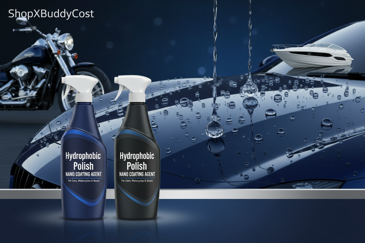 Hydrophobic Polish Nano Coating Agent Car Scratch Spray Cars Polishing for Motorcycles, Boats (Pack of 2) , this is my product and my company name is shopxbuddycost. provide hd quality banner for my shopify website provide me two images one is desktop banner size will be 1920 × 800 px and second same image for mobile banner size will be 1080 × 800 px.
